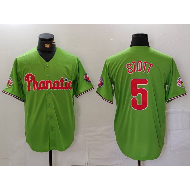 Philadelphia Phillies #5 Bryson Stott Green MIKSHPS With Patch Stitched Cool Base Jersey
