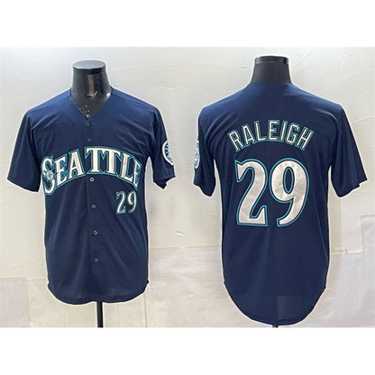 Seattle Mariners #29 Cal Raleigh Navy MIKSHPS Limited Stitched jersey