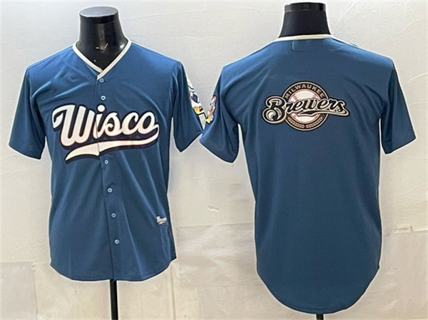 Milwaukee Brewers Team Big Logo Mineral Blue MIKSHPS 2026 City Connect Stadium Stitched Jersey