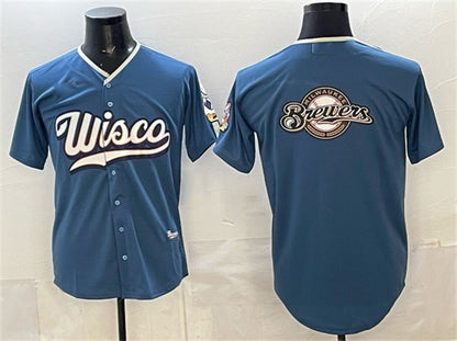 Milwaukee Brewers Team Big Logo Mineral Blue MIKSHPS 2026 City Connect Stadium Stitched Jersey