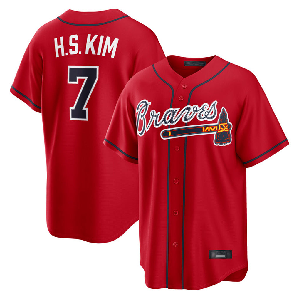 Atlanta Braves #7 Ha-Seong Kim Player Red MIKSHPS Home Game Stitched Jerseys