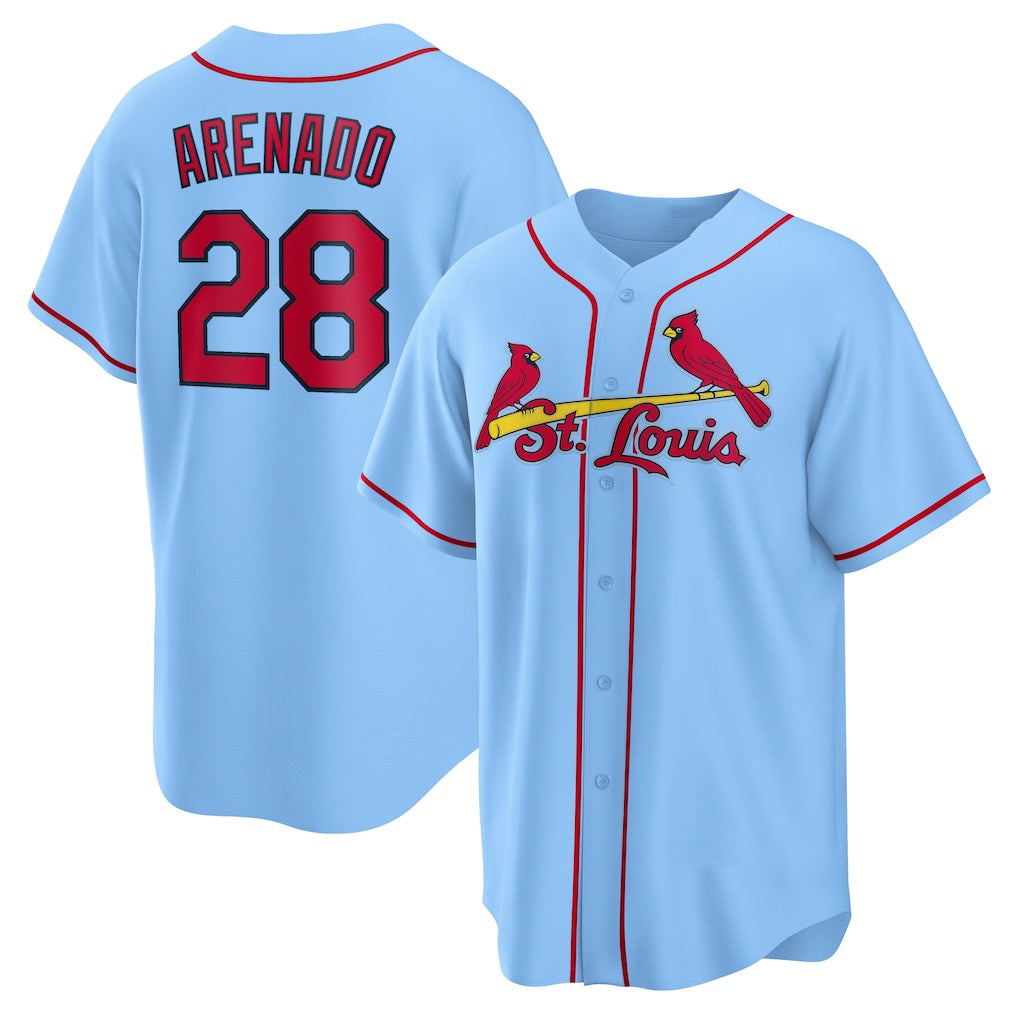St. Louis Cardinals #28 Nolan Arenado Light Blue MIKSHPS Alternate Official Replica Player Jersey