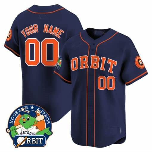 Custom Houston Astros Orbit Patch Vapor Premier Limited Jersey ¨C Navy MIKSHPS