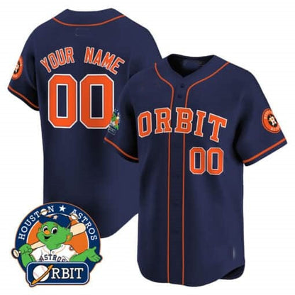 Custom Houston Astros Orbit Patch Vapor Premier Limited Jersey ¨C Navy MIKSHPS