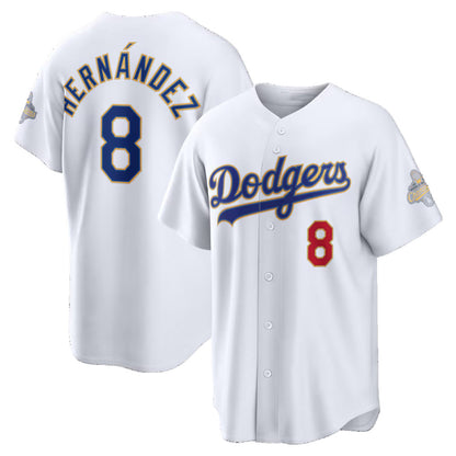 Los Angeles Dodgers #8 Enrique Hernandez White MIKSHPS 2026 Gold Collection Stadium Jersey