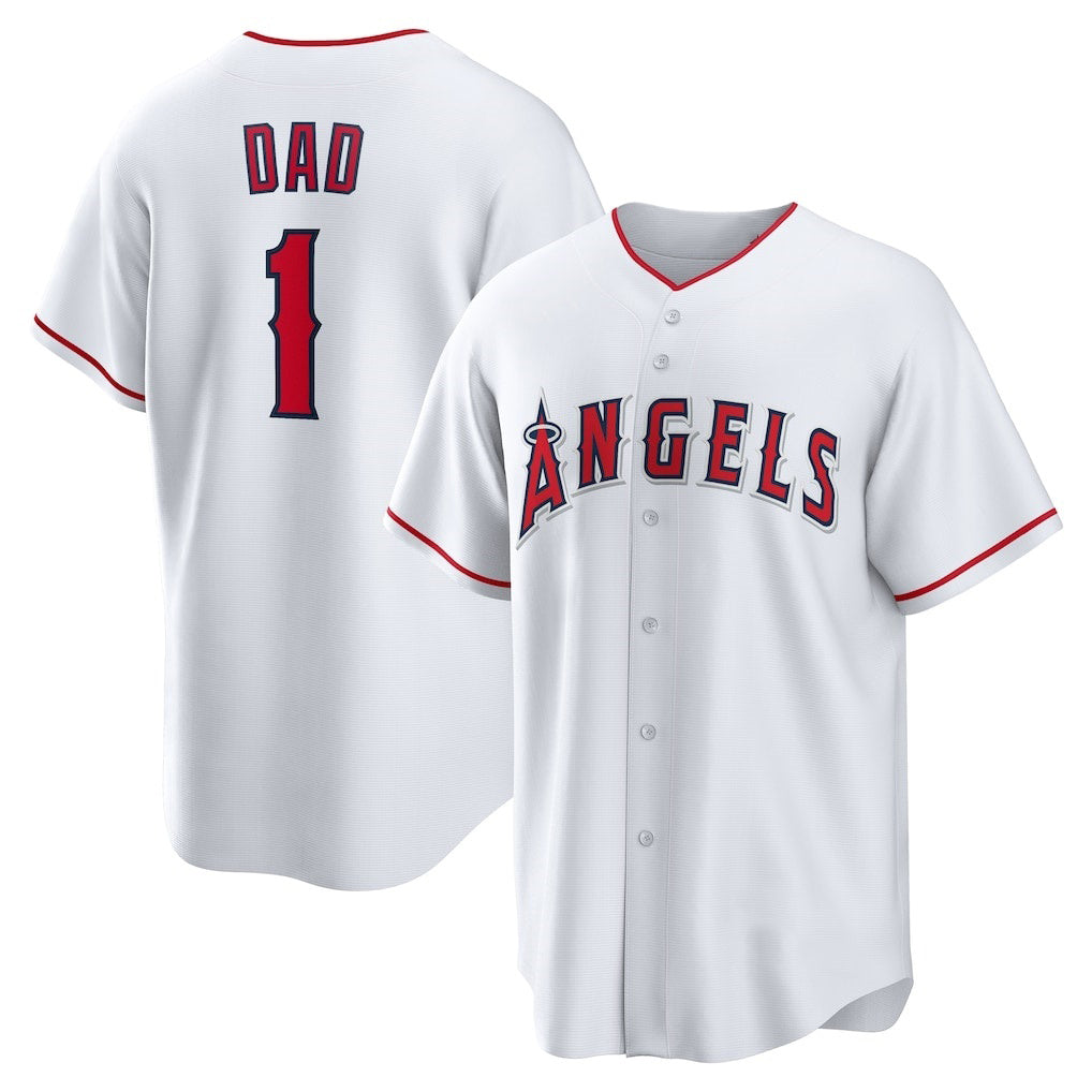 Los Angeles Angels #1 Dad White MIKSHPS Home Replica Jersey