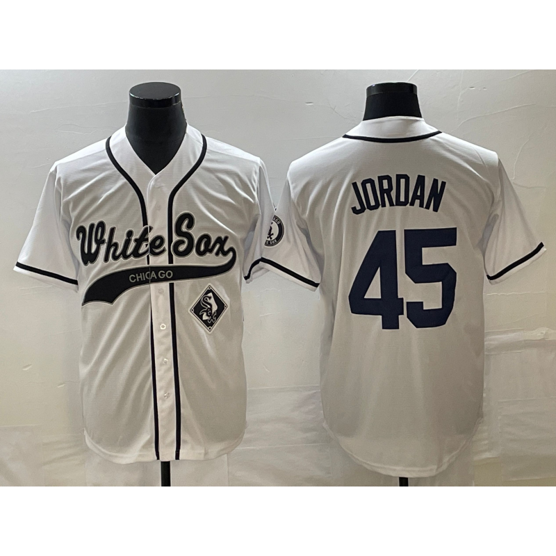 Chicago White Sox #45 Michael Jordan White MIKSHPS Cool Base Stitched Jersey 2
