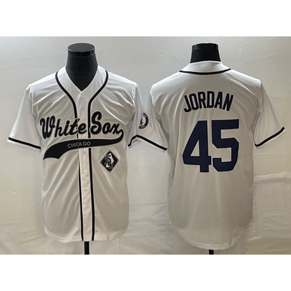 Chicago White Sox #45 Michael Jordan White MIKSHPS Cool Base Stitched Jersey 2