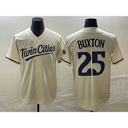 Minnesota Twins #25 Byron Buxton 2023 Cream MIKSHPS Cool Base Stitched Jersey