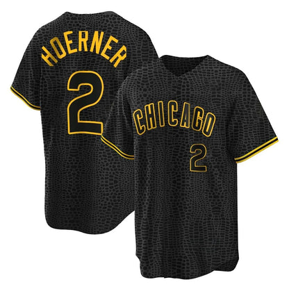 Chicago Cubs #2 Nico Hoerner Player Black MIKSHPS Snake Skin City Game Stitched Jerseys