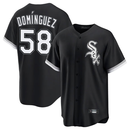 Chicago White Sox #58 Seranthony Dominguez Player Black MIKSHPS Home Game Stitched Jerseys