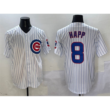 Chicago Cubs #8 Ian Happ White MIKSHPS Cool Base Stitched Jersey
