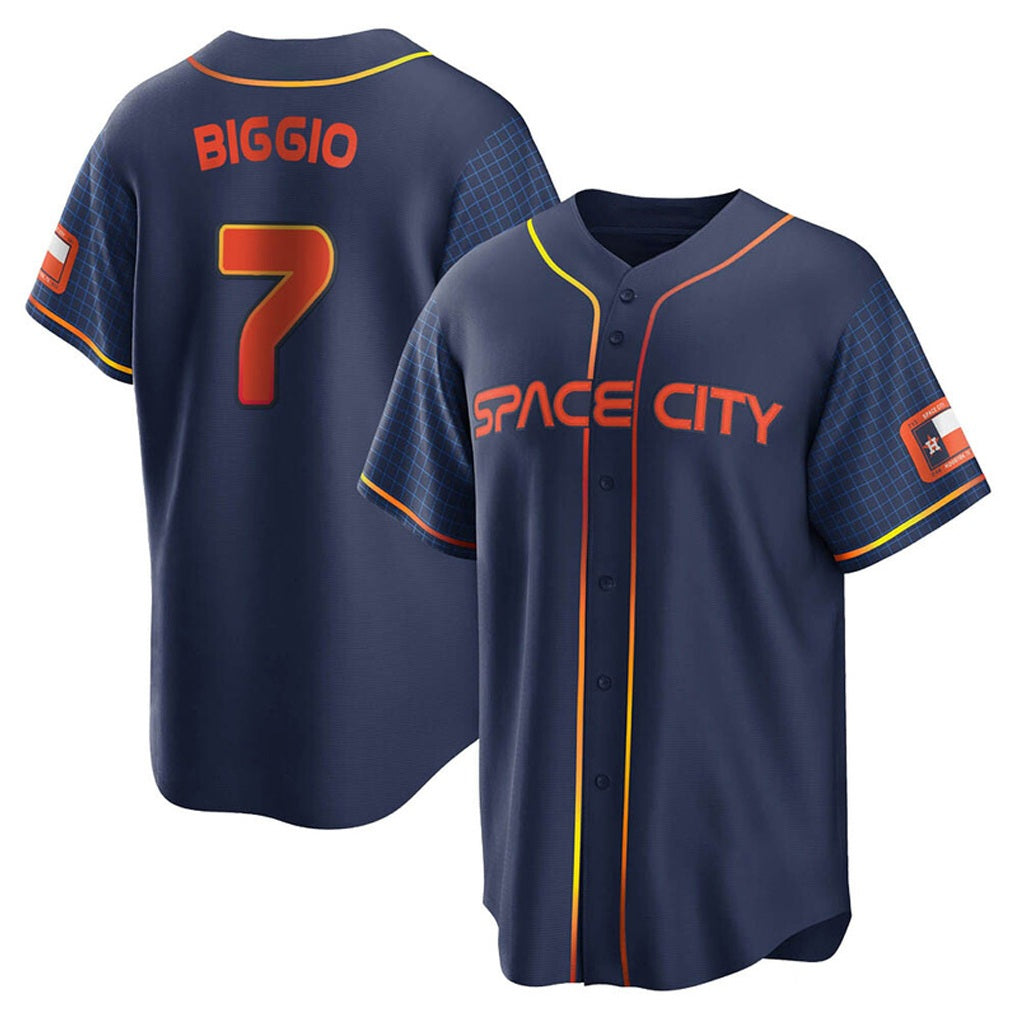 Houston Astros #7 Craig Biggio Player Navy MIKSHPS City Connect Home Game Stitched Jerseys