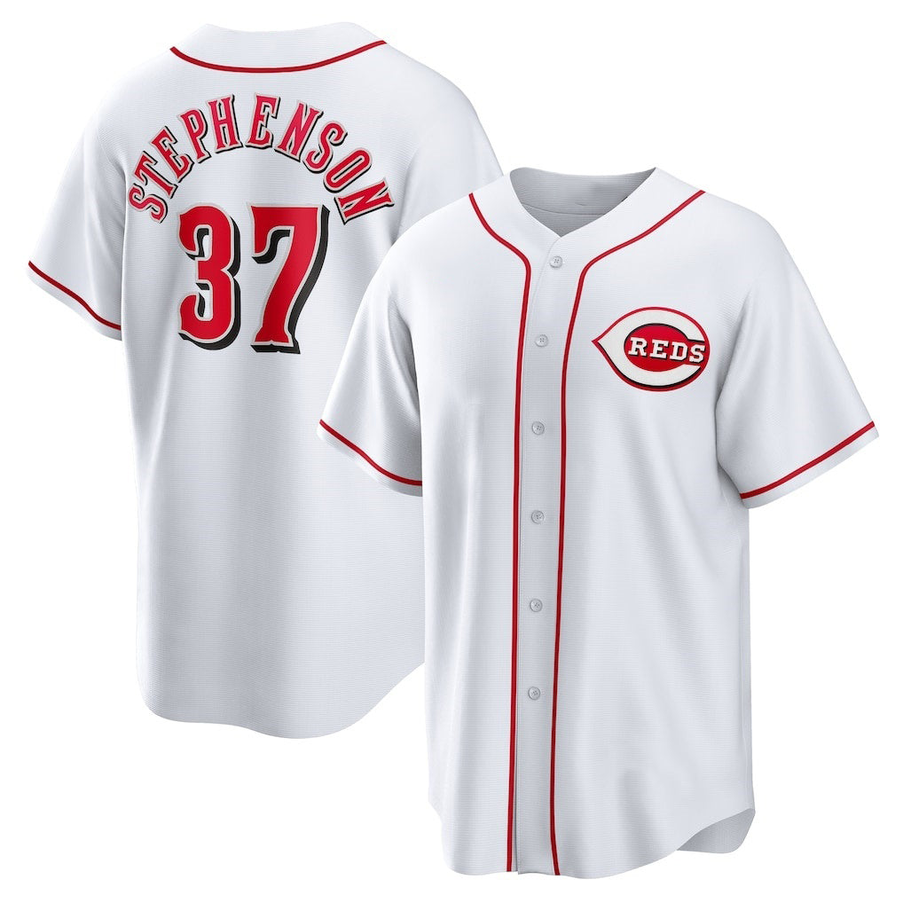 Cincinnati Reds #37 Tyler Stephenson White MIKSHPS Home Replica Jersey