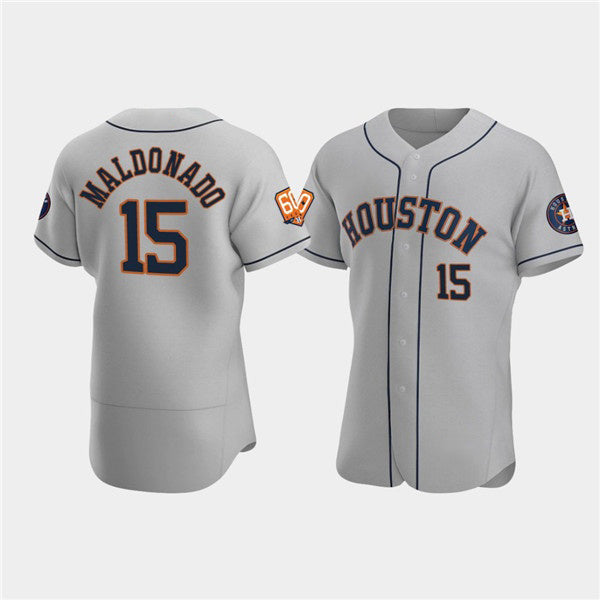 Houston Astros #15 Mart¨ªn Maldonado Gray MIKSHPS 60th Anniversary Flex Base Stitched Jersey