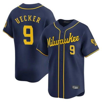 Milwaukee Brewers #9 Bob Uecker Player Navy MIKSHPS Home Limited Stitched Jerseys