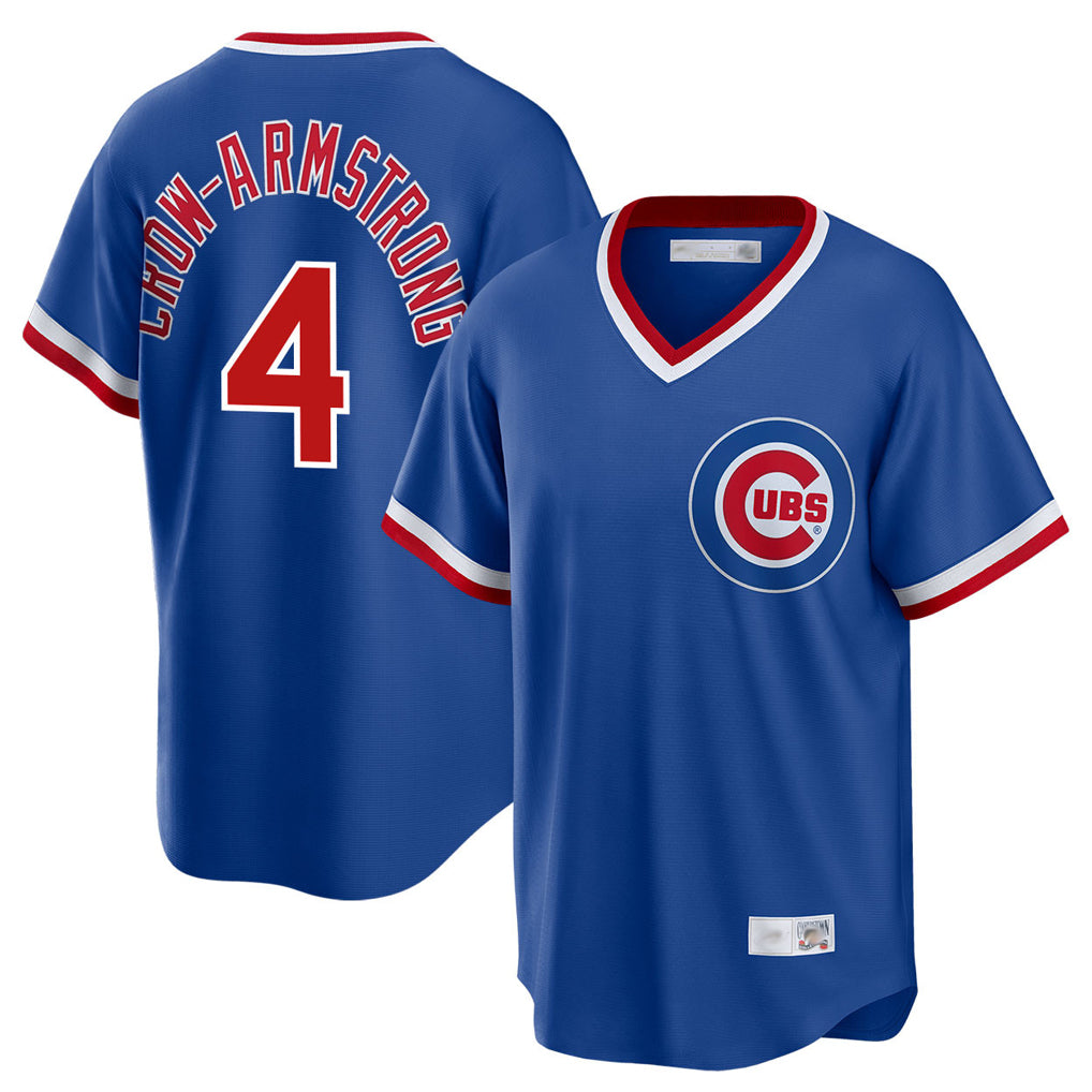 Chicago Cubs #4 Pete Crow-Armstrong Player Royal MIKSHPS T-shirt Cooperstown Collection Limited Stitched Jerseys