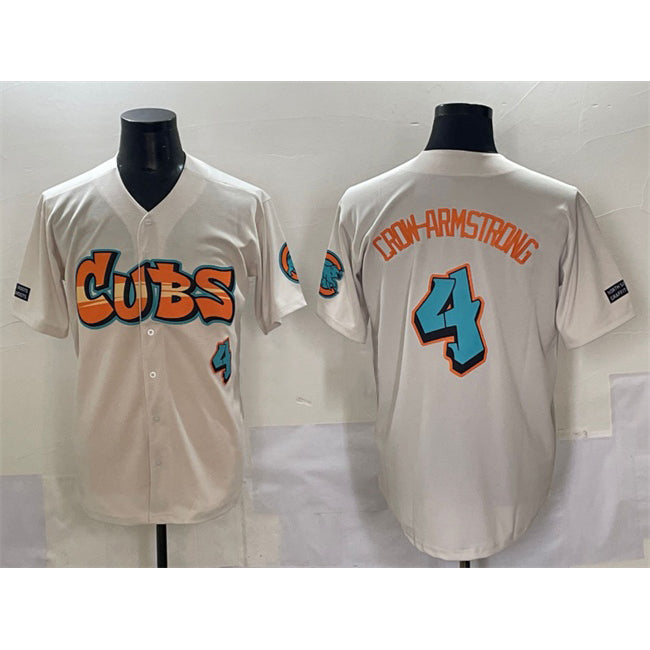 Chicago Cubs #4 Pete Crow-Armstrong Cream MIKSHPS 'Graffiti North Side Edition' Vapor Premier Limited Stitched Jersey