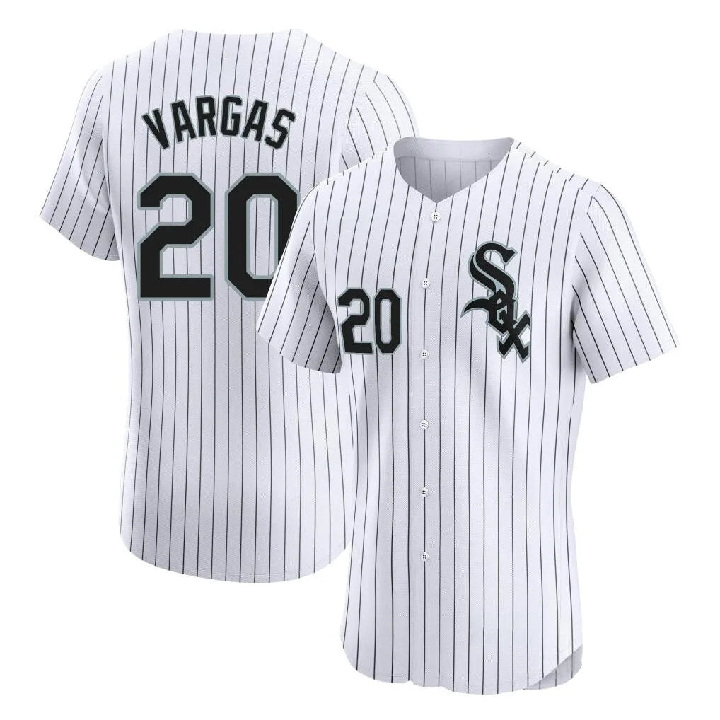 Chicago White Sox #20 Miguel Vargas Player White MIKSHPS Stripe Limited Elite Home Stitched Jerseys
