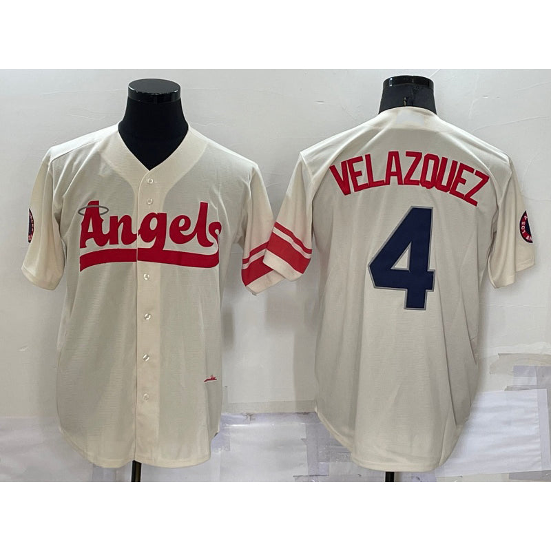 Los Angeles Angels #4 Andrew Velazquez Cream MIKSHPS 2022 City Connect Cool Base Stitched Jersey