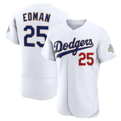 Los Angeles Dodgers #25 Tommy Edman White MIKSHPS 2026 Gold Collection Authentic Jersey