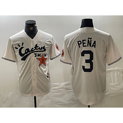 Houston Astros #3 Jeremy Pena Cream MIKSHPS Cactus Jack Vapor Premier Stitched Jersey