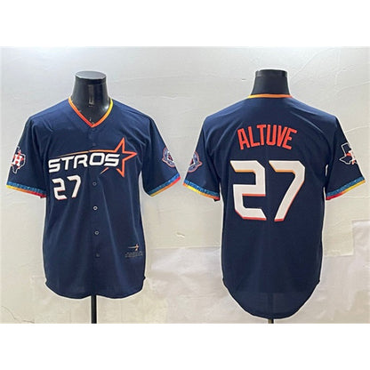 Houston Astros #27 Jose Altuve Navy MIKSHPS 2025 City Connect With Texas Patch Limited Stitched Jersey