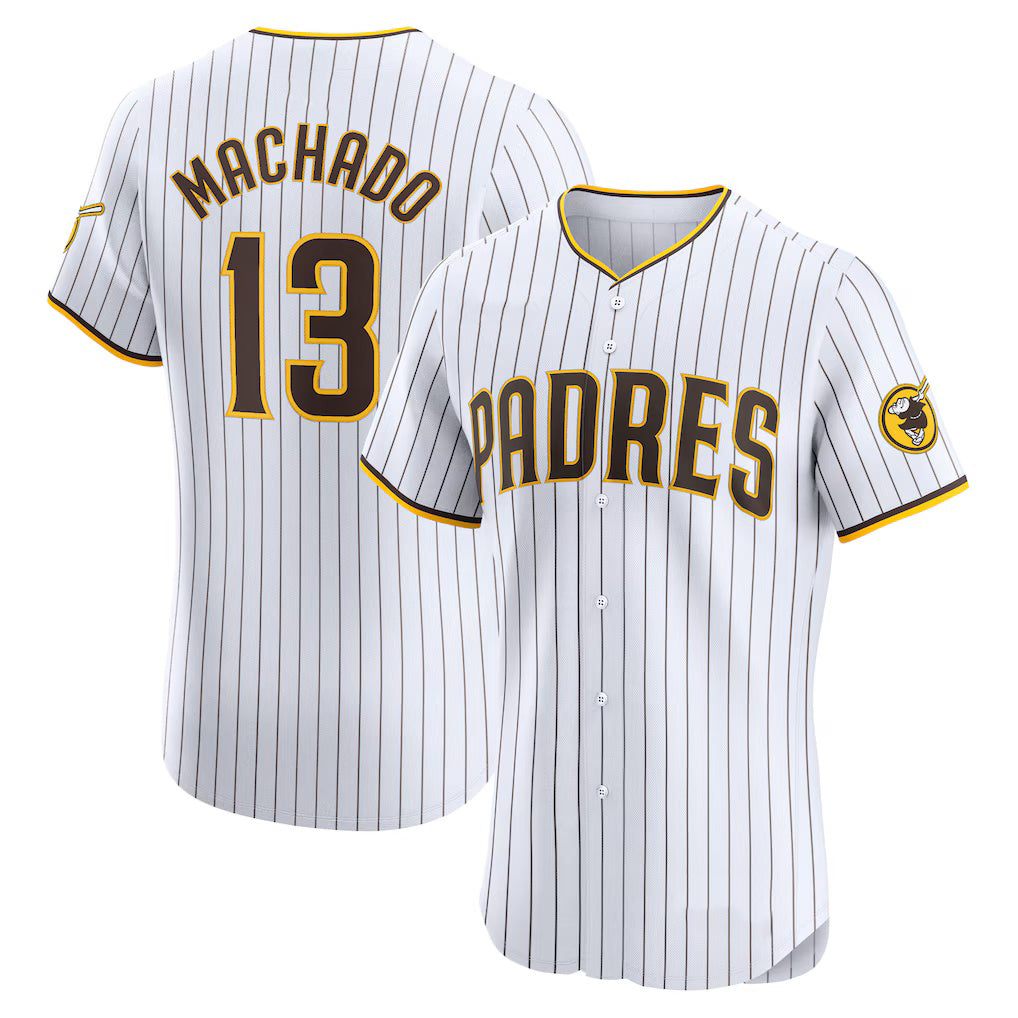 San Diego Padres #13 Manny Machado White MIKSHPS Home Elite Jersey