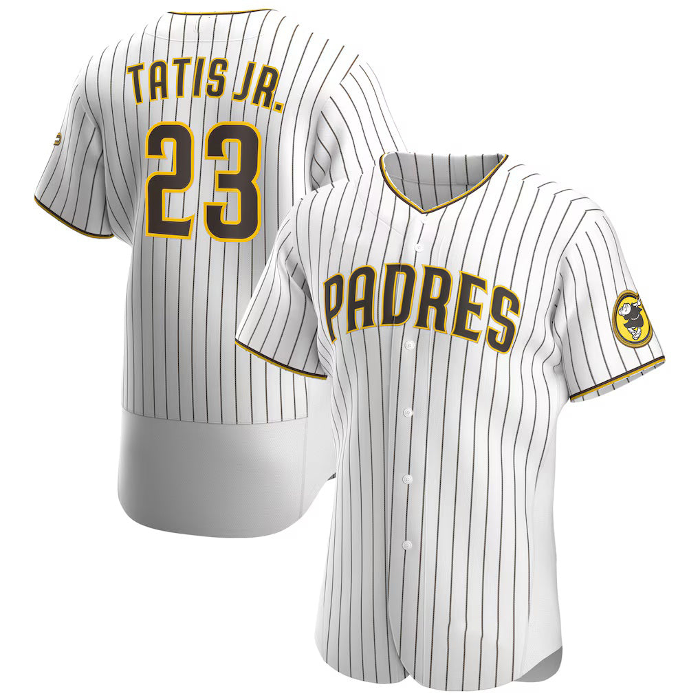 San Diego Padres #23 Fernando Tat¨ªs Jr. White-Brown MIKSHPS Home Authentic Player Jersey