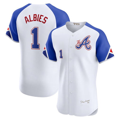 Atlanta Braves #1 Ozzie Albies White MIKSHPS City Connect Elite Player Jersey