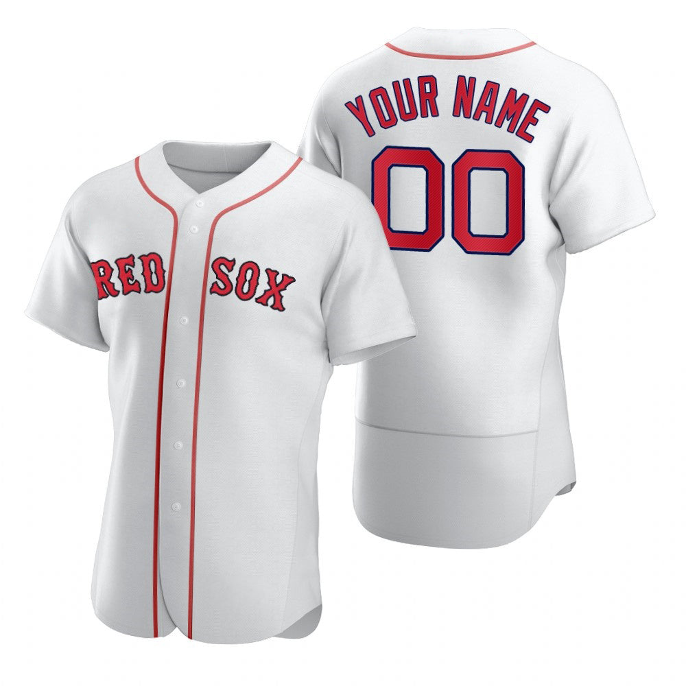 Custom Boston Red Sox White MIKSHPS 2020 Stitched Flex Base Jersey