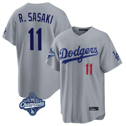 Los Angeles Dodgers #11 Roki Sasaki Player Gray MIKSHPS World Series Meet Game Home Stitched Jerseys