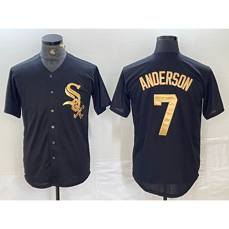 Chicago White Sox #7 Tim Anderson Black Gold MIKSHPS Cool Base Stitched Jersey