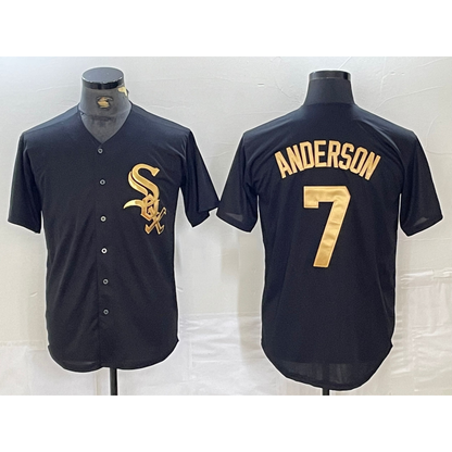 Chicago White Sox #7 Tim Anderson Black Gold MIKSHPS Cool Base Stitched Jersey