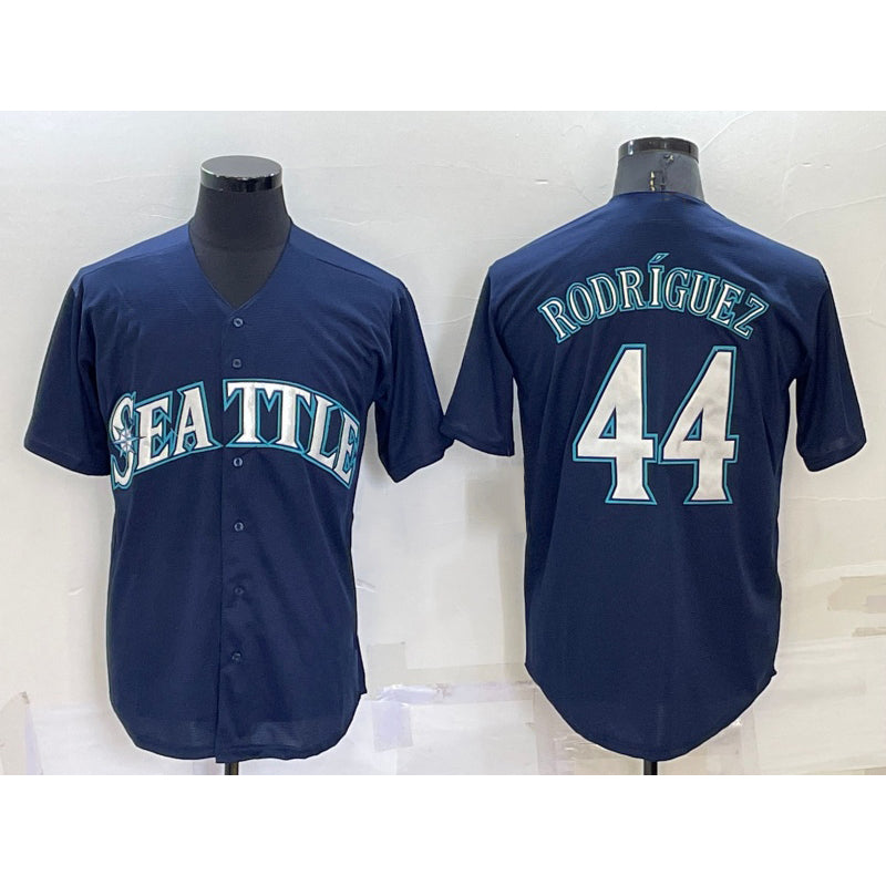 Seattle Mariners #44 Julio Rodriguez Navy Blue MIKSHPS Stitched Cool Base Jersey