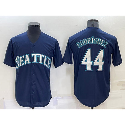 Seattle Mariners #44 Julio Rodriguez Navy Blue MIKSHPS Stitched Cool Base Jersey