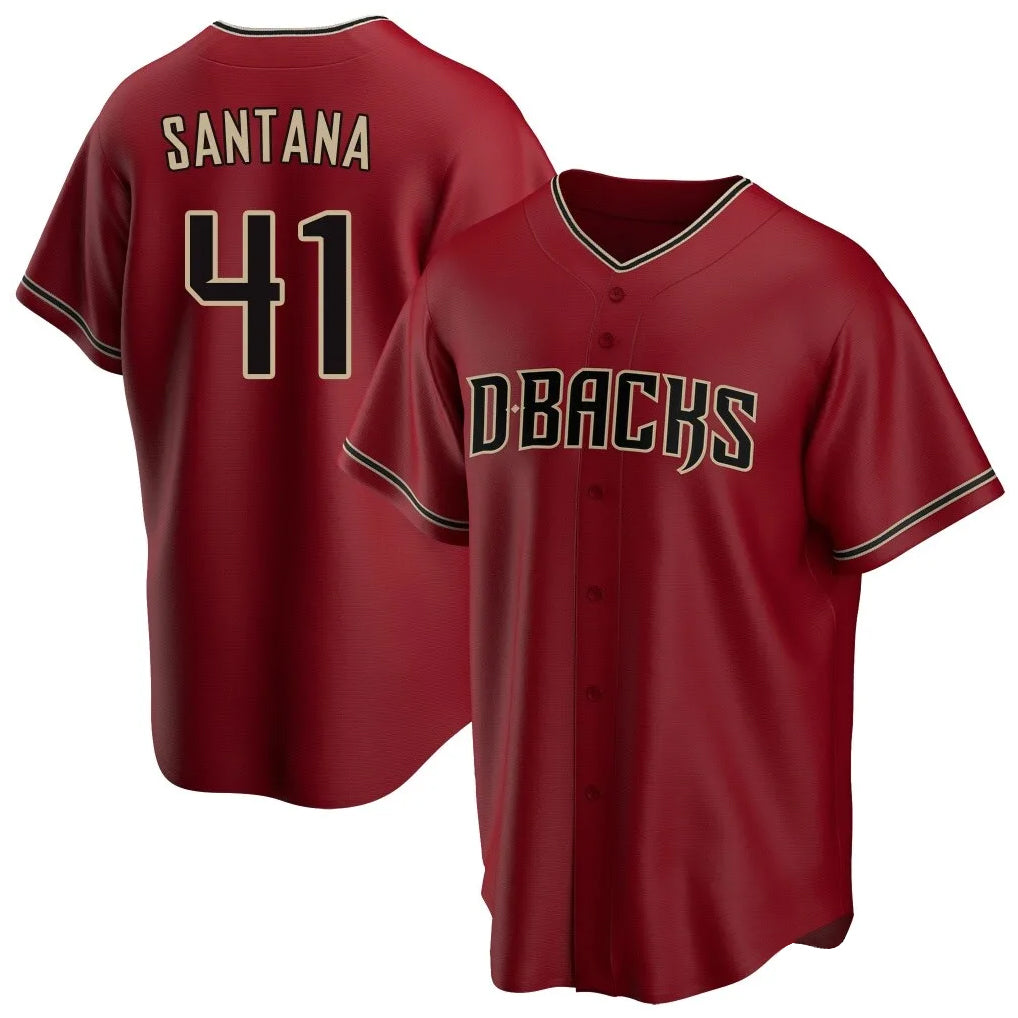 Arizona Diamondbacks #41 Carlos Santana Player Red MIKSHPS Home Game Stitched Jerseys