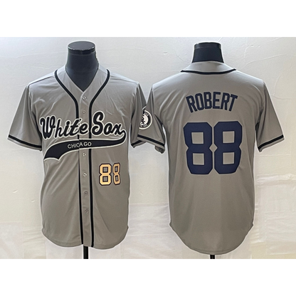 Chicago White Sox #88 Luis Robert Number Grey MIKSHPS Cool Base Stitched Jersey