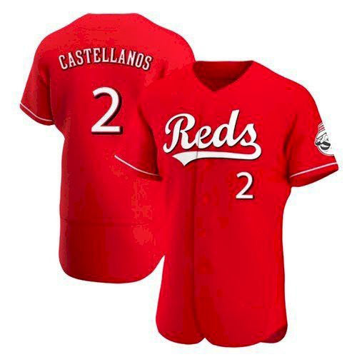 Cincinnati Reds #2 Nick Castellanos Scarlet MIKSHPS 2021 Alternate Jersey
