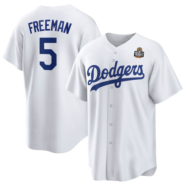 Los Angeles Dodgers #5 Freddie Freeman White MIKSHPS 2024 World Series Cool Base Stitched Jersey