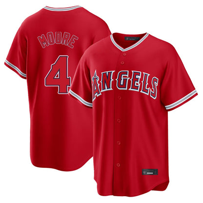 Los Angeles Angels #4 Christian Moore Player Red MIKSHPS Home Game Stitched Jerseys