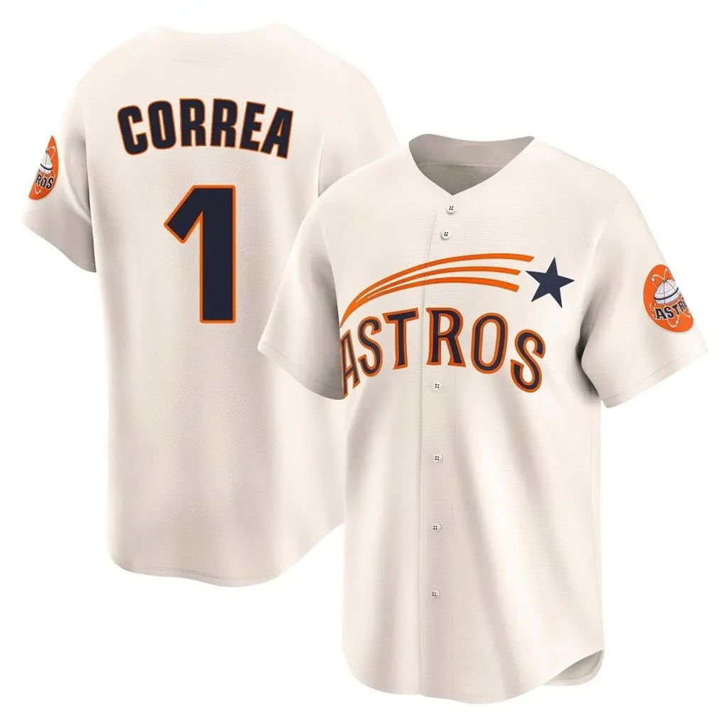 Houston Astros #1 Carlos Correa Player Cream MIKSHPS Throwback Cooperstown Collection Limited Stitched Jerseys