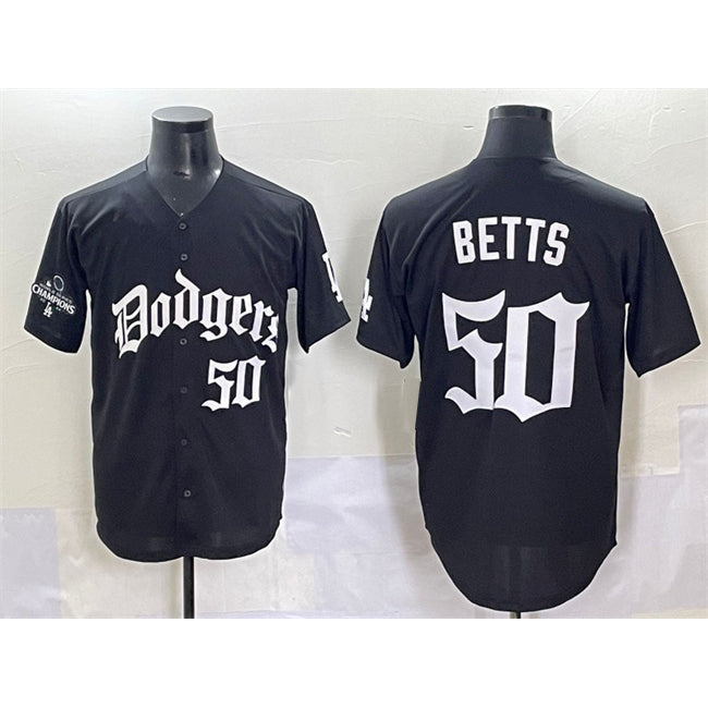 Los Angeles Dodgers #50 Mookie Betts Black MIKSHPS 2025 LA Gothic Style With 2024 World Series Champions Patch Vapor Premier Limited Stitched Jersey