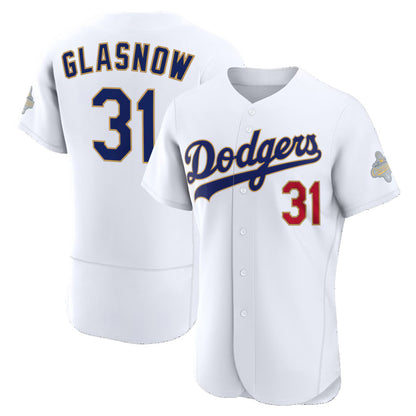 Los Angeles Dodgers #31 Tyler Glasnow White MIKSHPS 2026 Gold Collection Authentic Jersey