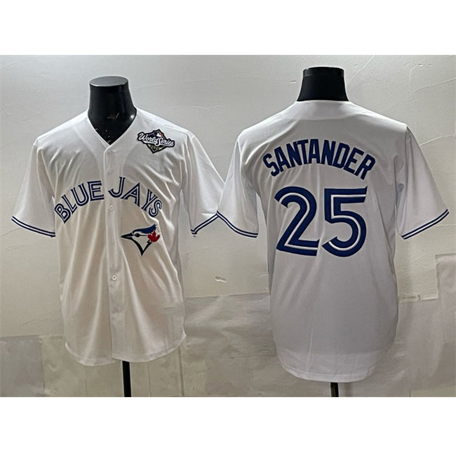 Toronto Blue Jays #25 Anthony Santander White MIKSHPS 2025 World Series Home Cool Base Stitched Jersey