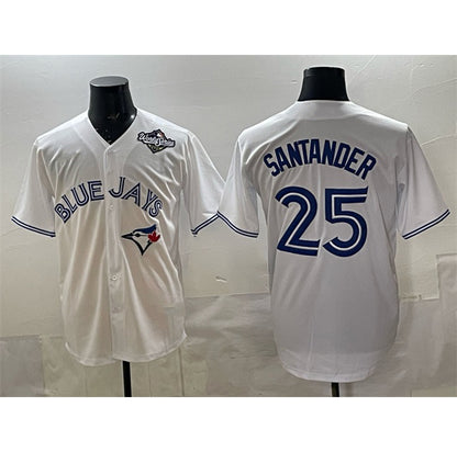 Toronto Blue Jays #25 Anthony Santander White MIKSHPS 2025 World Series Home Cool Base Stitched Jersey