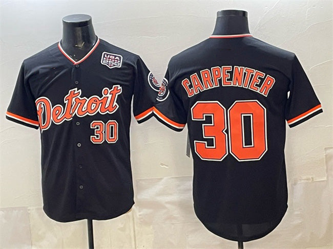 Detroit Tigers #30 Kerry Carpenter Black MIKSHPS 2026 Alternate USA 250' Patch Vapor Premier Limited Stitched Jersey