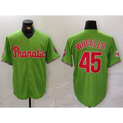 Philadelphia Phillies #45 Zack Wheeler Green MIKSHPS With Patch Stitched Cool Base Jersey