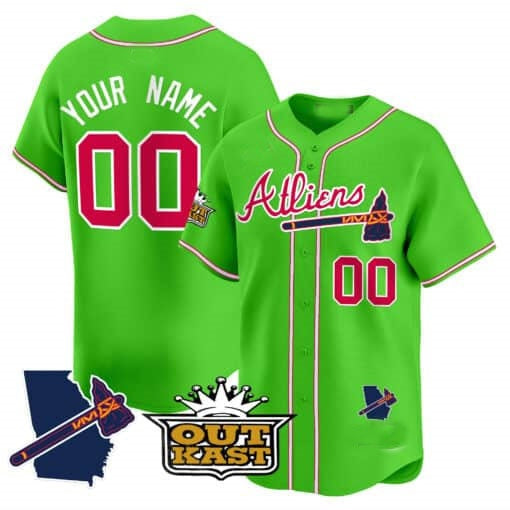 Custom Atlanta Braves Atliens Vapor Premier Limited Jersey V2 ¨C Green MIKSHPS
