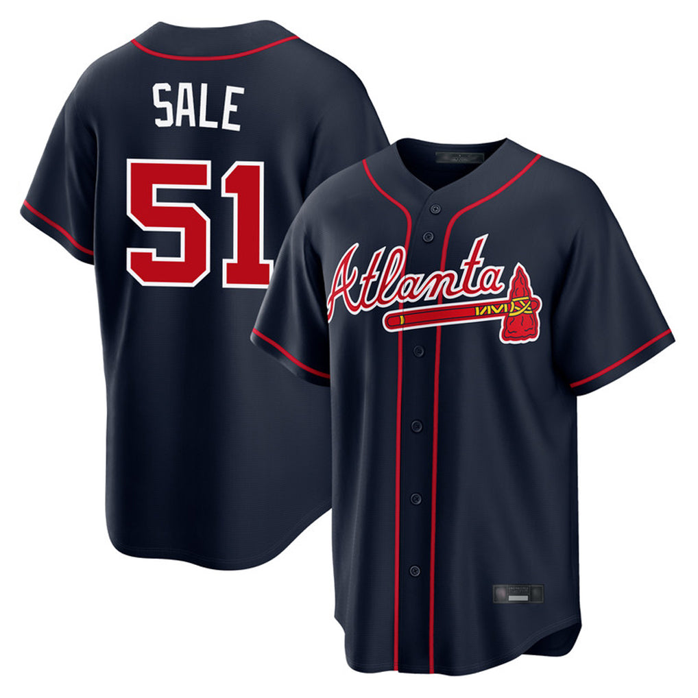 Atlanta Braves #51 Chris Sale Player Navy MIKSHPS Home Game Stitched Jerseys
